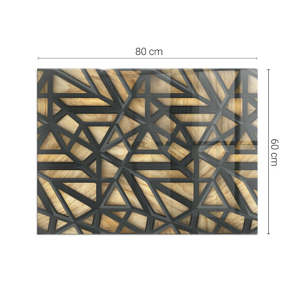 Téglalap alakú kandalló alátét üveg Geometria fával