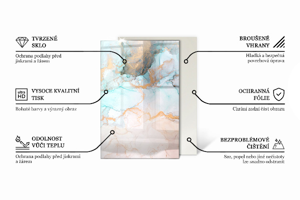Téglalap alakú üveg kandalló alátét Mozaik minták csempéken