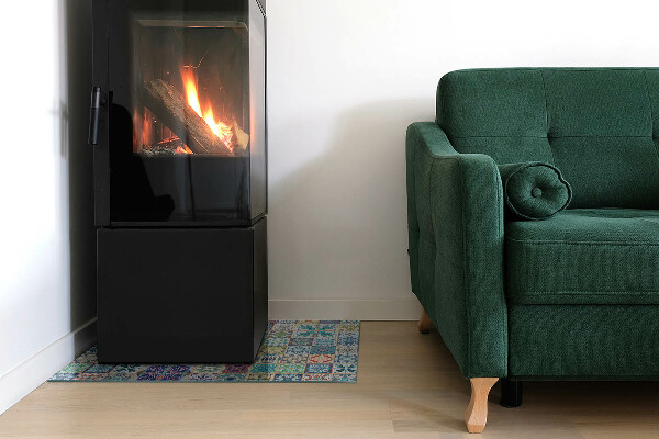 Téglalap alakú üveg kandalló alátét Mozaik minták csempéken