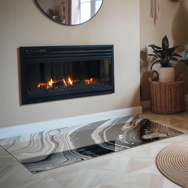 Téglalap alakú üveg kandalló alátét Absztrakt hullámok és vonalak