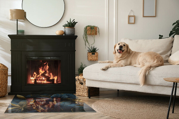 Téglalap alakú kandalló alátét Elegáns textúrájú levelek