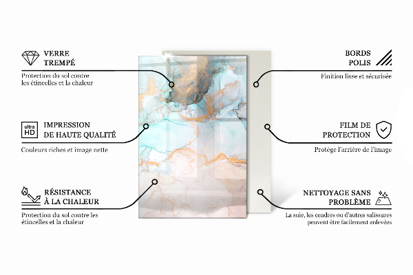 Téglalap alakú kandalló alátét üveg Természetes kő minta