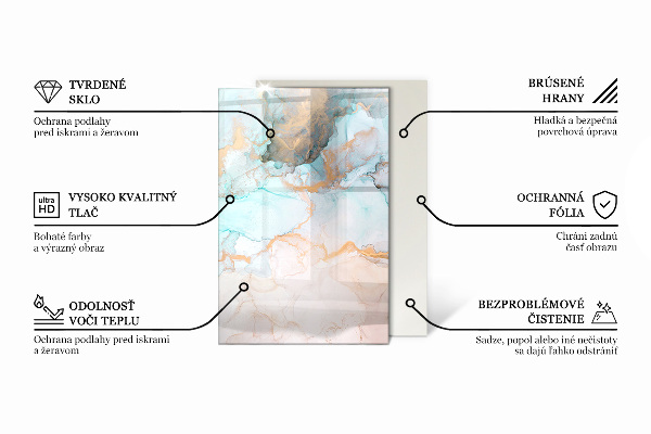 Téglalap alakú üveg kandalló alátét Virágcsokor részletesen