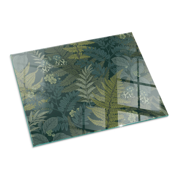 Téglalap alakú kandalló alátét üveg Növényi motívumok pillangókkal