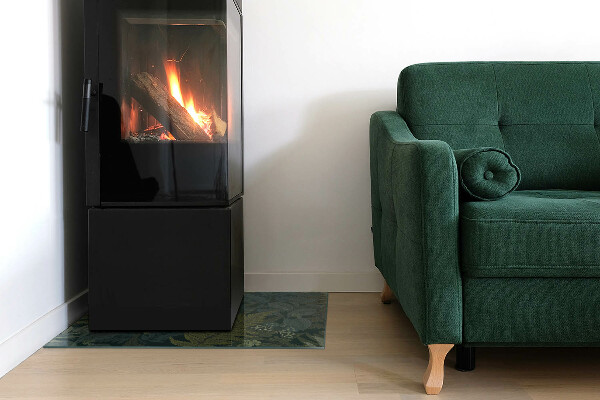 Téglalap alakú kandalló alátét üveg Növényi motívumok pillangókkal