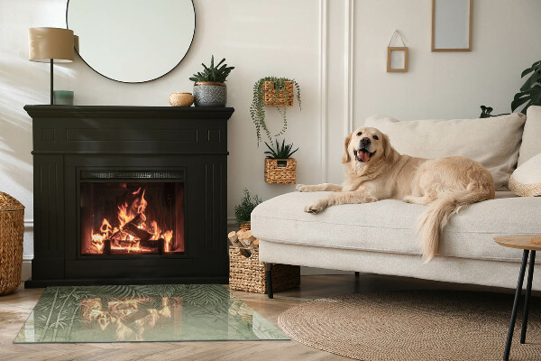 Téglalap alakú kandalló alátét Trópusi levelek a háttérben