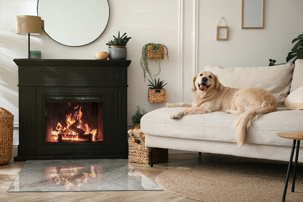 Téglalap alakú üveg kandalló alátét Természetes kő minta