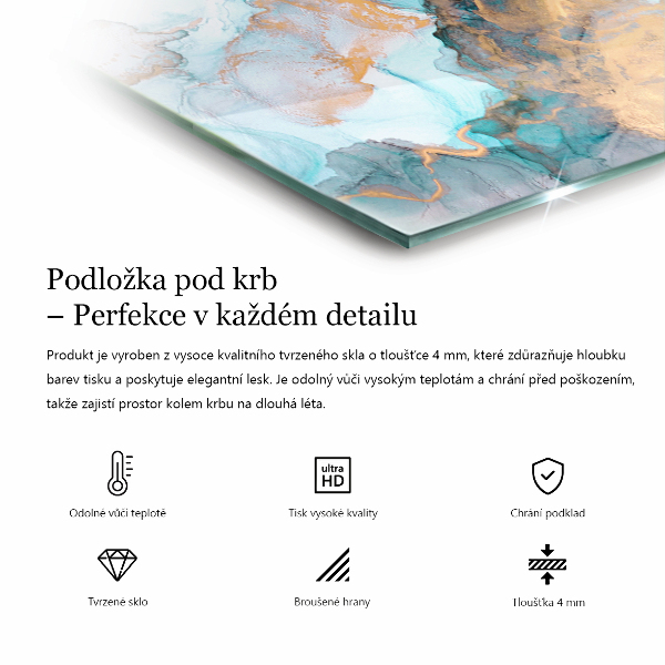 Téglalap alakú üveg kandalló alátét Természetes kő minta