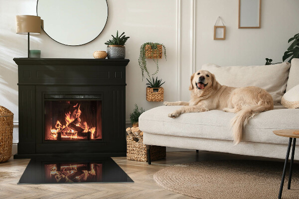 Téglalap alakú üveg kandalló alátét Szín Fekete