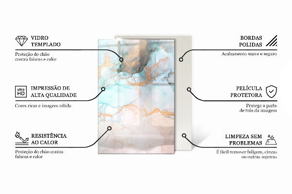 Téglalap alakú kandalló alátét üveg Szín Szürke