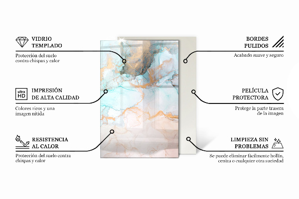 Téglalap alakú üveg kandalló alátét Szín Szürke