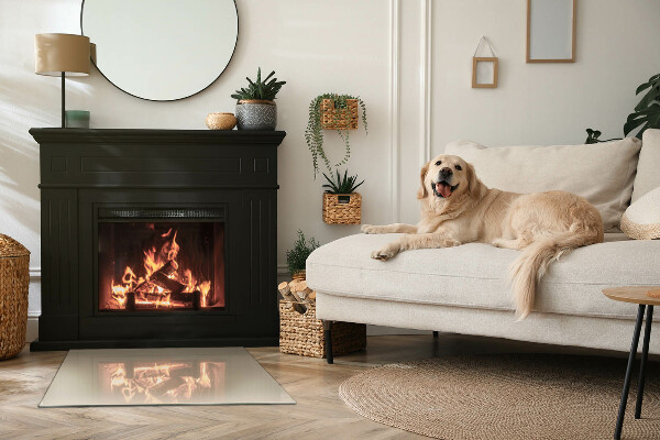 Téglalap alakú kandalló alátét üveg Szín Bézs