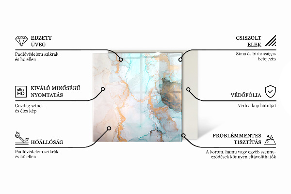 Hatszög alakú kandalló alátét Természetes márványminta