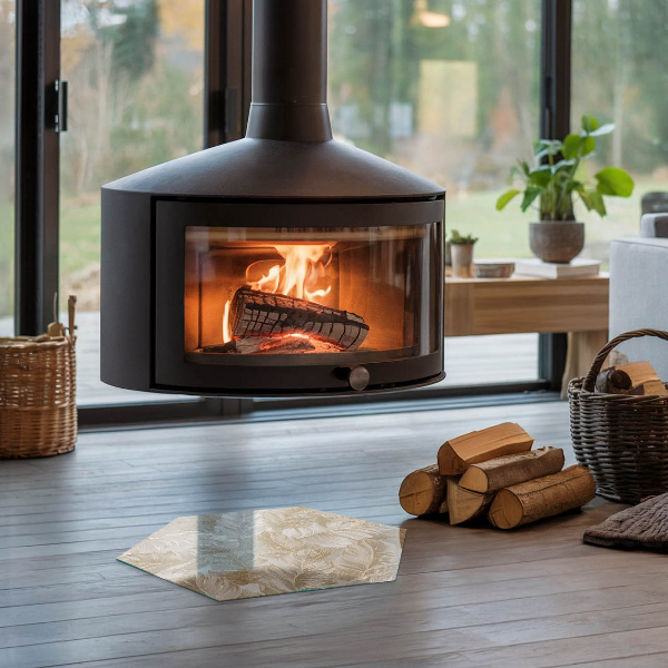 Hatszög alakú kandalló alátét Levelek finom mintázatban