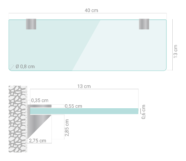Fürdőszobai polc 40x13 cm