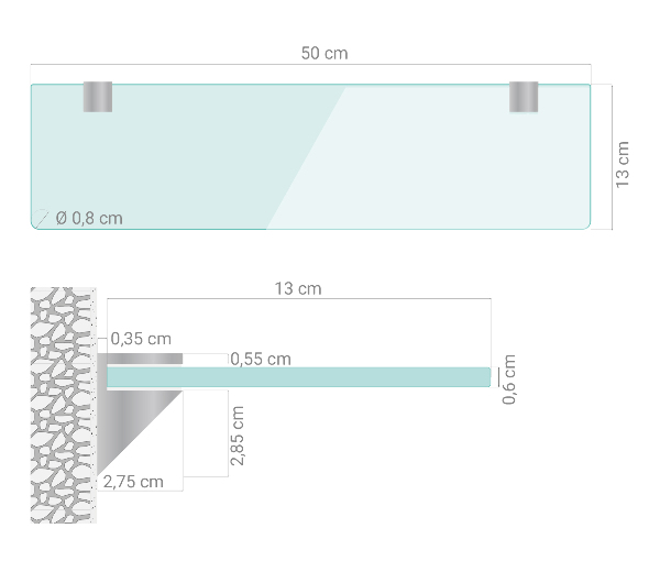 Fürdőszobai polc 50x13 cm