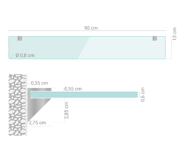 Fürdőszobai polc 90x13 cm