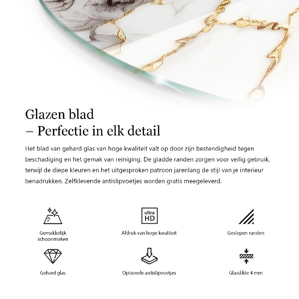 Kerek üveglap Márvány mintázat szerkezet