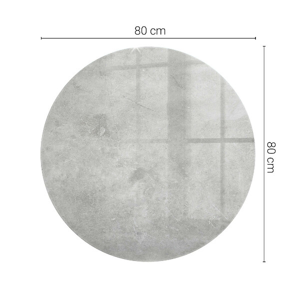 Kerek üveglap nyomattal Karmolt beton minták