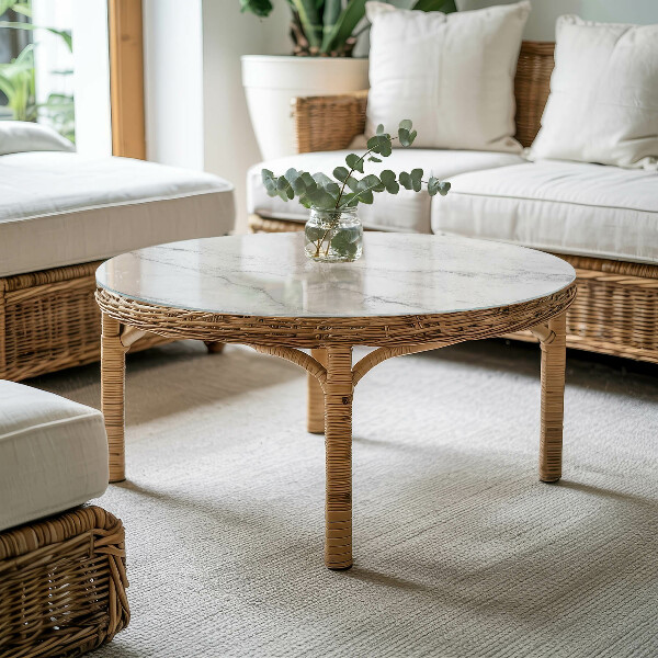 Kerek üveglap nyomattal Márvány mintázat a felületen