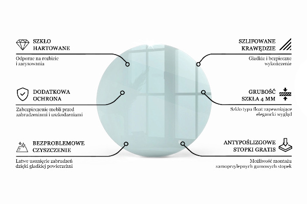 Kerek üveglap Átlátszó