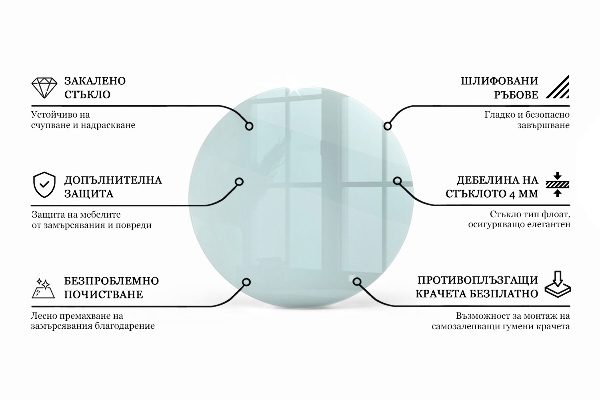 Kerek üveglap Átlátszó