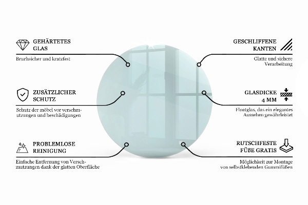 Kerek üveglap Átlátszó