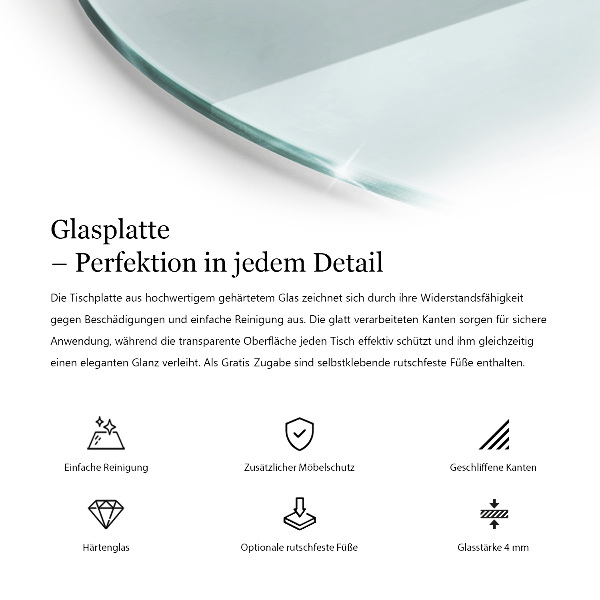 Kerek üveglap Átlátszó