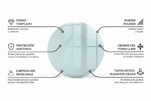 Kerek üveglap Átlátszó