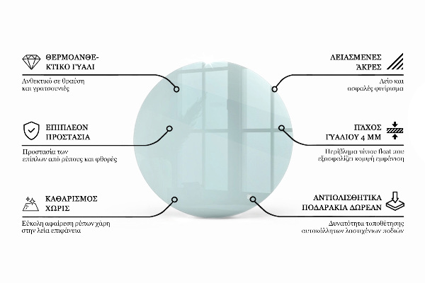 Kerek üveglap Átlátszó