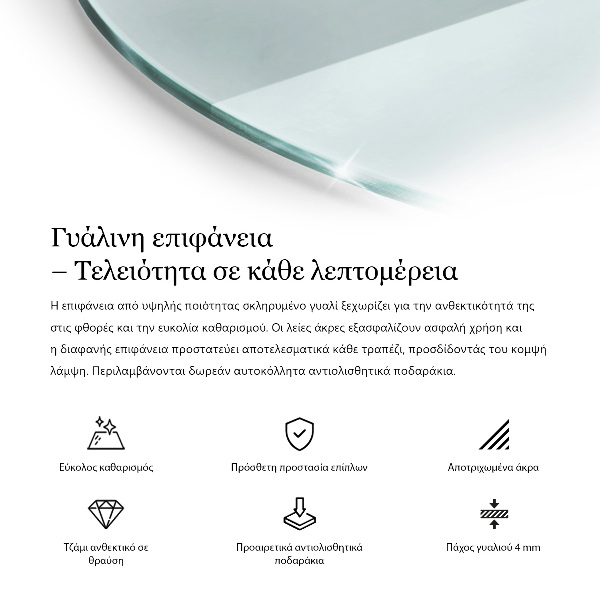 Kerek üveglap Átlátszó