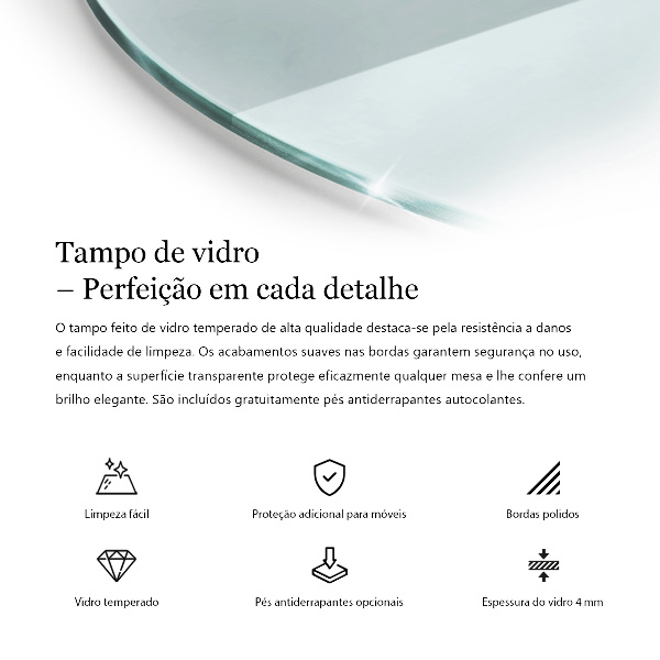 Kerek üveglap Átlátszó