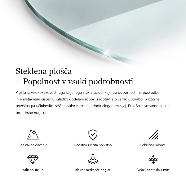 Kerek üveglap Átlátszó