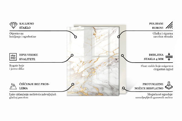Téglalap alakú üveglap Fa panel mintázat
