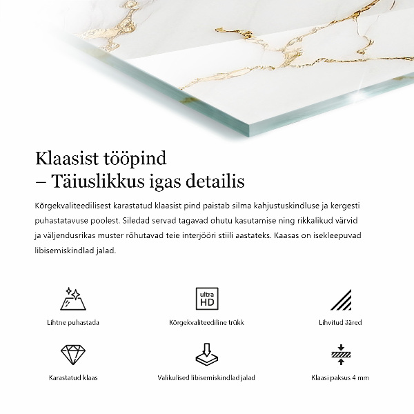 Téglalap alakú üveglap nyomattal Márvány textúra motívum