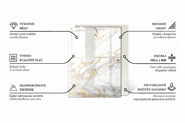 Téglalap alakú üveglap nyomattal Sima fekete stílus