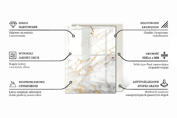 Téglalap alakú üveglap nyomattal Repedt beton