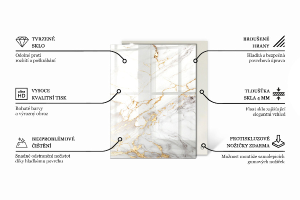 Téglalap alakú üveglap nyomattal Repedt beton