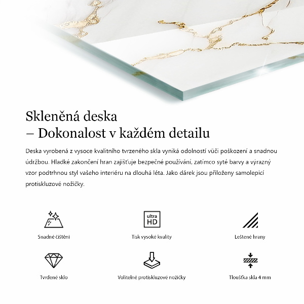 Téglalap alakú üveglap nyomattal Repedt beton