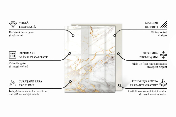 Téglalap alakú üveglap nyomattal Repedt beton