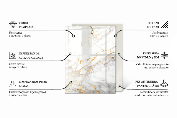 Téglalap alakú üveglap Márvány ihlette mintázat