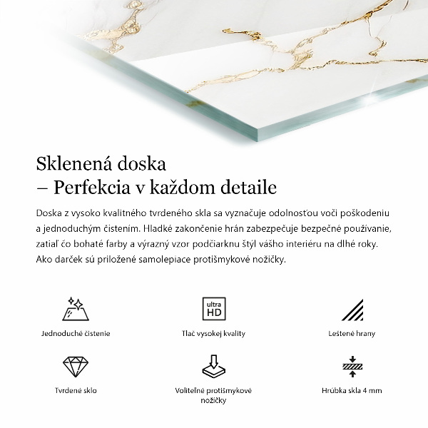 Téglalap alakú üveglap Finom erezetű márvány mintázat