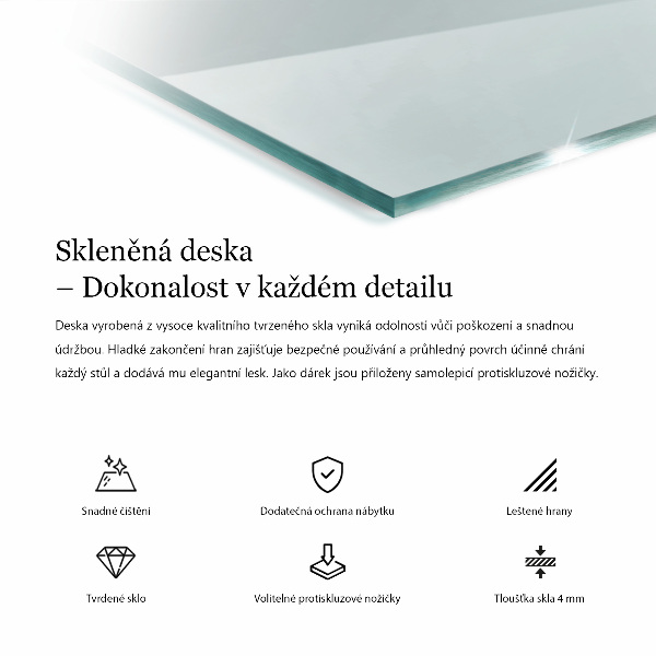 Téglalap alakú üveglap Átlátszó