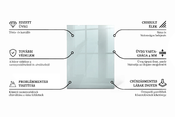 Téglalap alakú üveglap Átlátszó