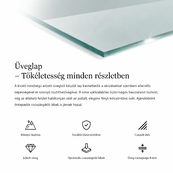 Téglalap alakú üveglap Átlátszó