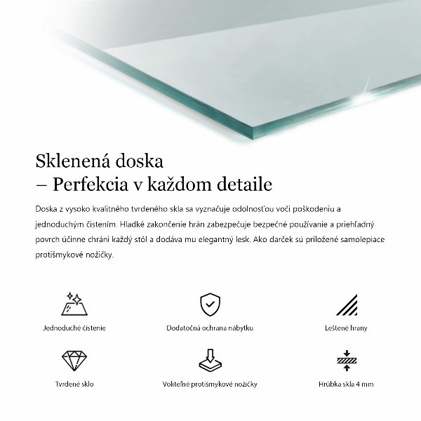 Téglalap alakú üveglap Átlátszó