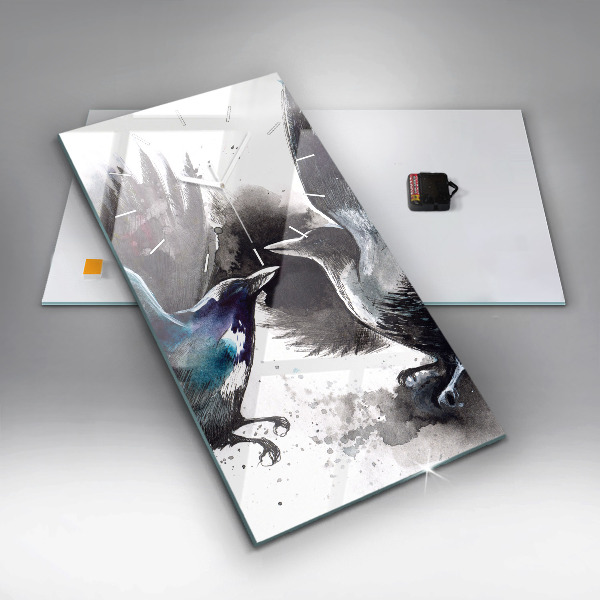 Téglalap alakú üvegóra Festett madarak