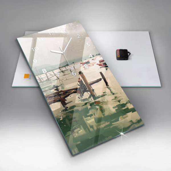 Téglalap alakú üvegóra Halászhajók a kikötőben