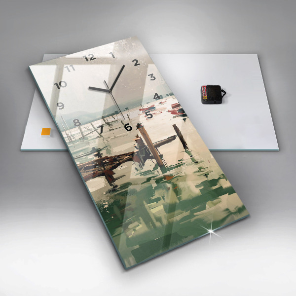 Téglalap alakú üvegóra Halászhajók a kikötőben