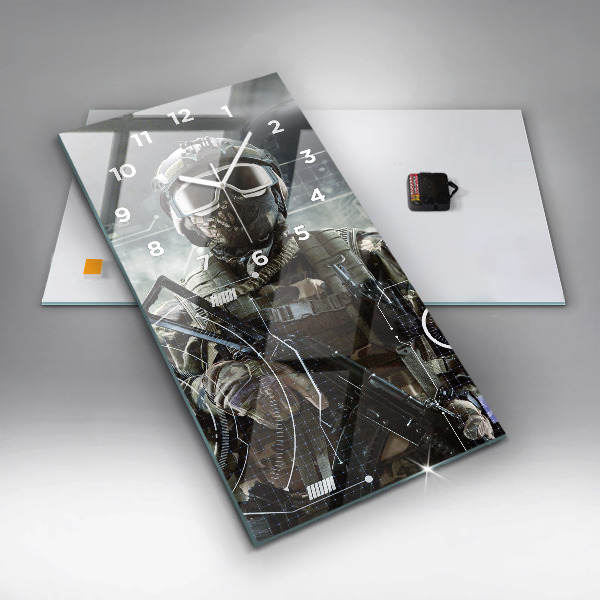 Téglalap alakú üvegóra Katona fegyverrel